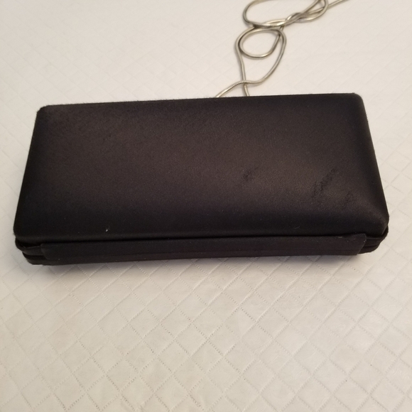 Chic Black Clutch with Silver Chain Bechamel Black Clutch Hard Case 7 X 3 X 2 - Picture 1 of 9